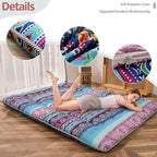 MAXYOYO Japanese Floor Mattress Futon Mattress, 4" Thicken Tatami Mat Sleeping Pad Foldable Roll Up Mat Boys Girls Dormitory Pad Kids Floor Lounger Pillow Bed, Charcoal Grey, Queen Size