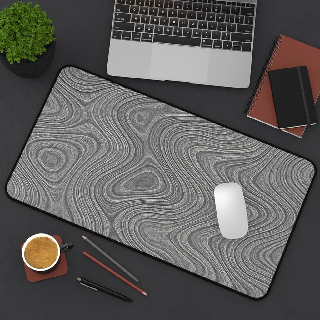 Brushed Metal Texture Desk Mat - Extended Mouse Pad & Desk Pad, Neoprene Surface, Non-Slip Rubber Base, Stitched Edges, Desk Protector for Keyboard & Mouse, Sizes 12x18/12x22/16x32 (Damascus, 12x22)