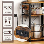 SogesPower 3-Tier Kitchen Baker's Rack Microwave Stand Storage Rack,Multifunctional Storage Shelf Organizer with USB Ports and Charging Station Outlets is Suitable for Kitchen,Living Room and Corridor