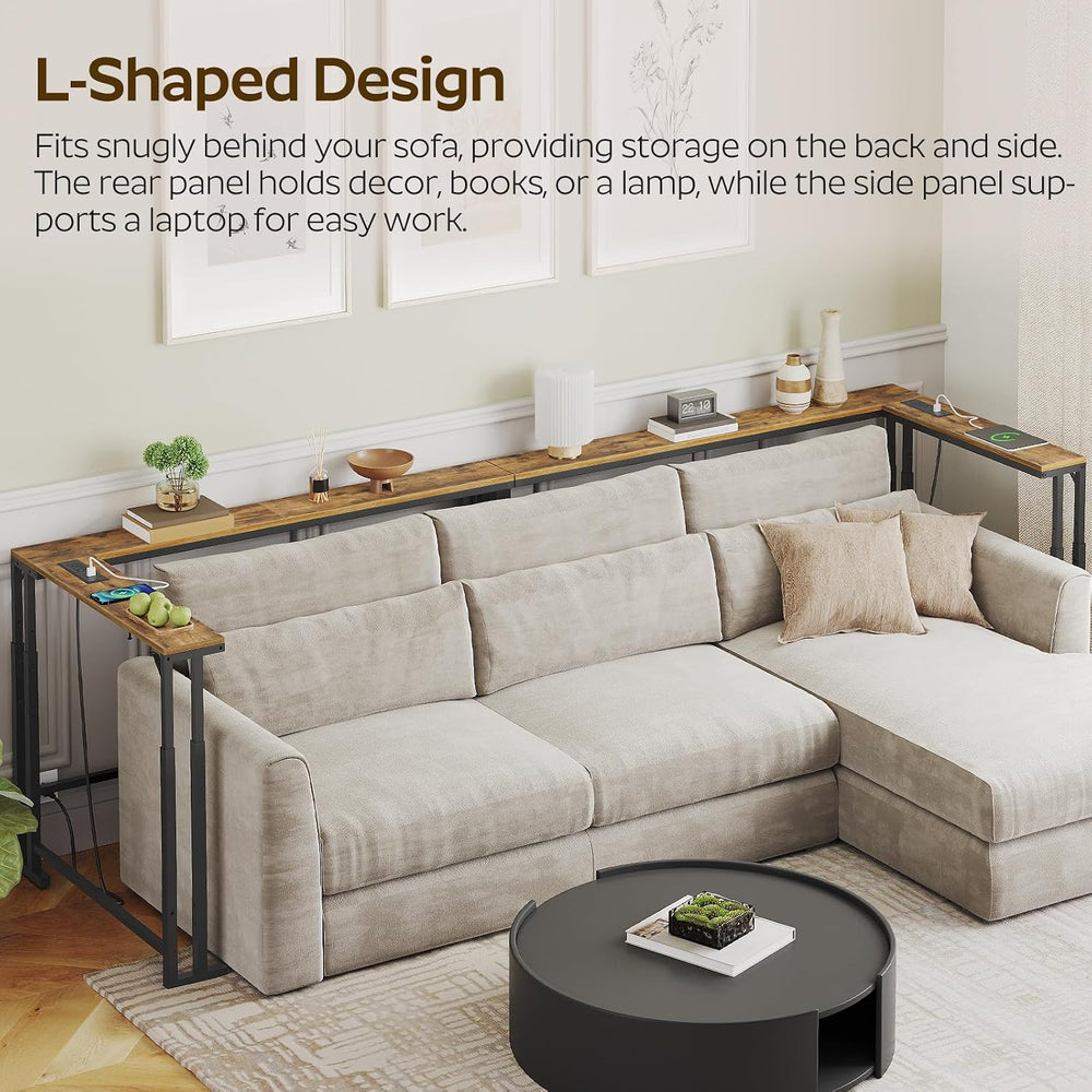 YATINEY 78.7" Narrow Console Table with Adjustable Height (27.6"-35...