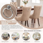 Kiztir Velvet Dining Chairs Set of 4, Upholstered Dining Chairs with Ring Pull Trim and Button Back, Luxury Tufted Dining Chair for Living Room, Bedroom, Kitchen (Khaki)