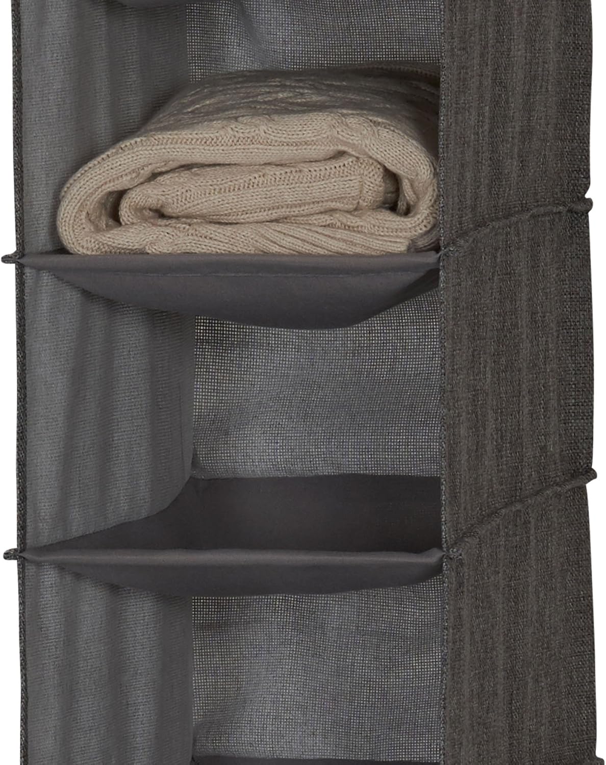 Household Essentials 10-Shelf Wide Hanging Shoe Organizer, Soft and Durable Polyester, Versatile, Breathable, Stylish, Compact, Sturdy Hooks for Rod or Wire Closets, Gray