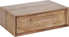 Kate and Laurel McCutcheon Floating Wood Storage Shelf, 18 x 12 x 6, Natural Wood, Decorative Transitional Floating Bedroom Nightstand with a Concealed Cubby Compartment