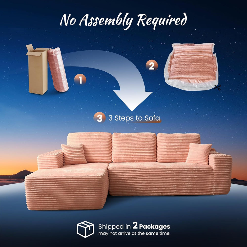 ovios 104" Cloud Couch with Glitter Fabric, Moudular Sectional Sofa with...