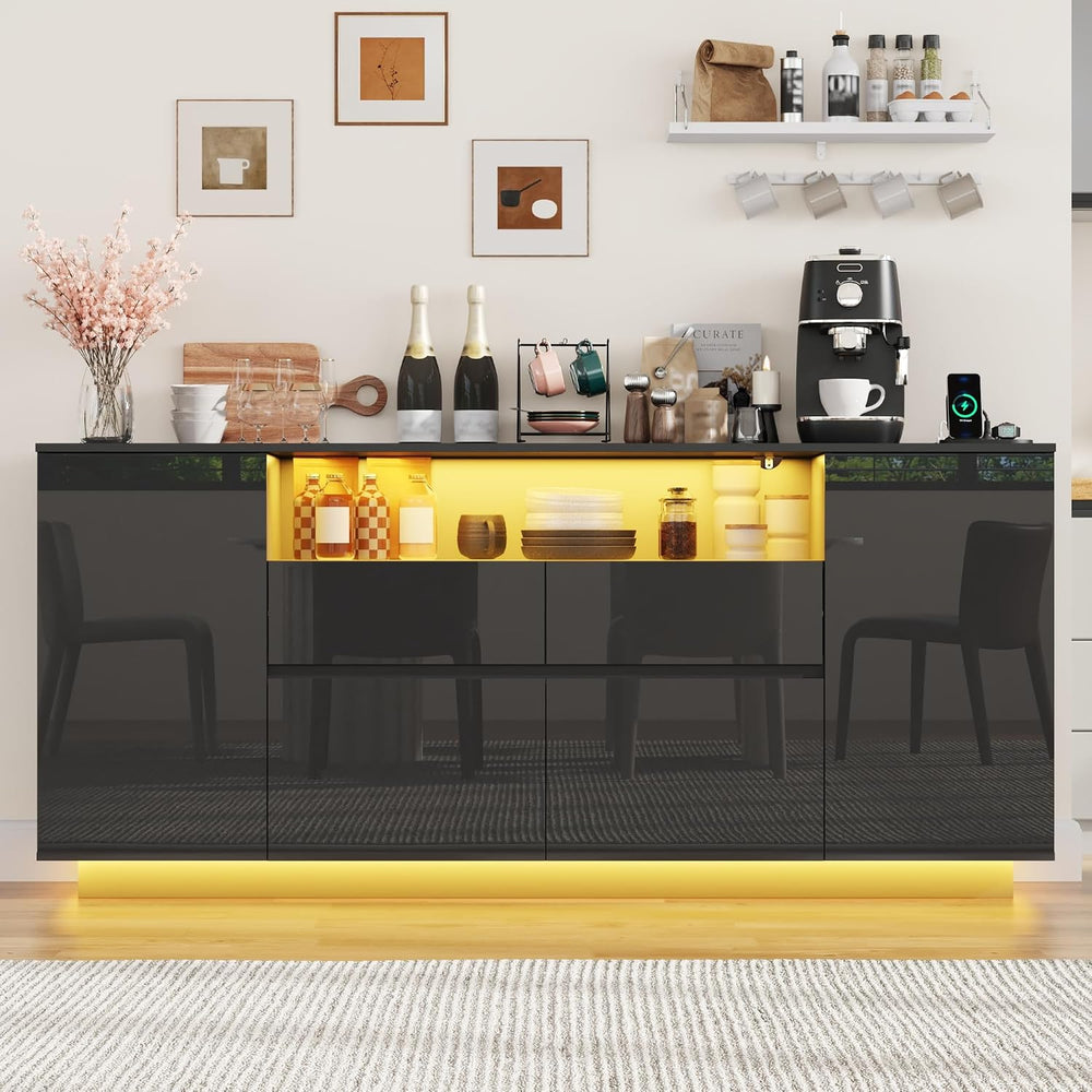 70 Inch Sideboard Buffet Cabinet with Storage, Kitchen Buffet Storage Cabinet...