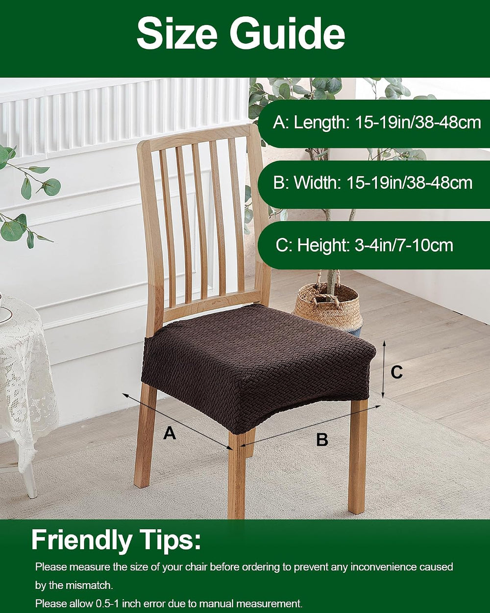 CRFATOP Dining Chair Seat Covers Set of 4 with Stretch Bench Slipcover,29