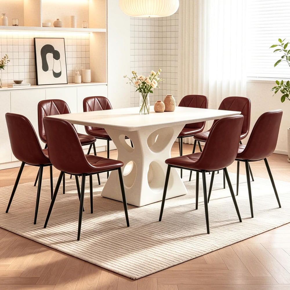 Set of 4 Brown Dining Chairs – Modern Armless Kitchen & Dining Chairs, Fa...