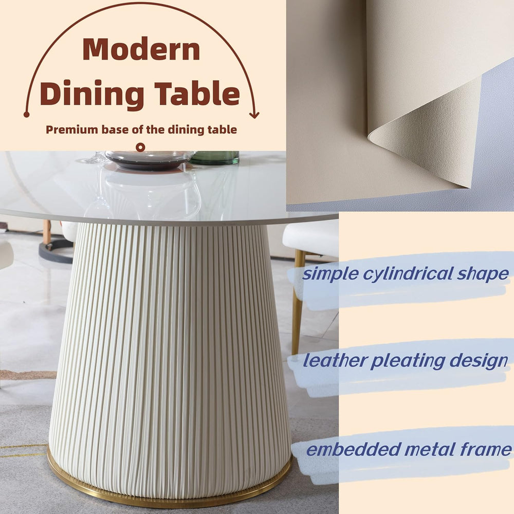 Montary 53” Modern Round Dining Table for 4-6 People, Minimalist Artificial M...