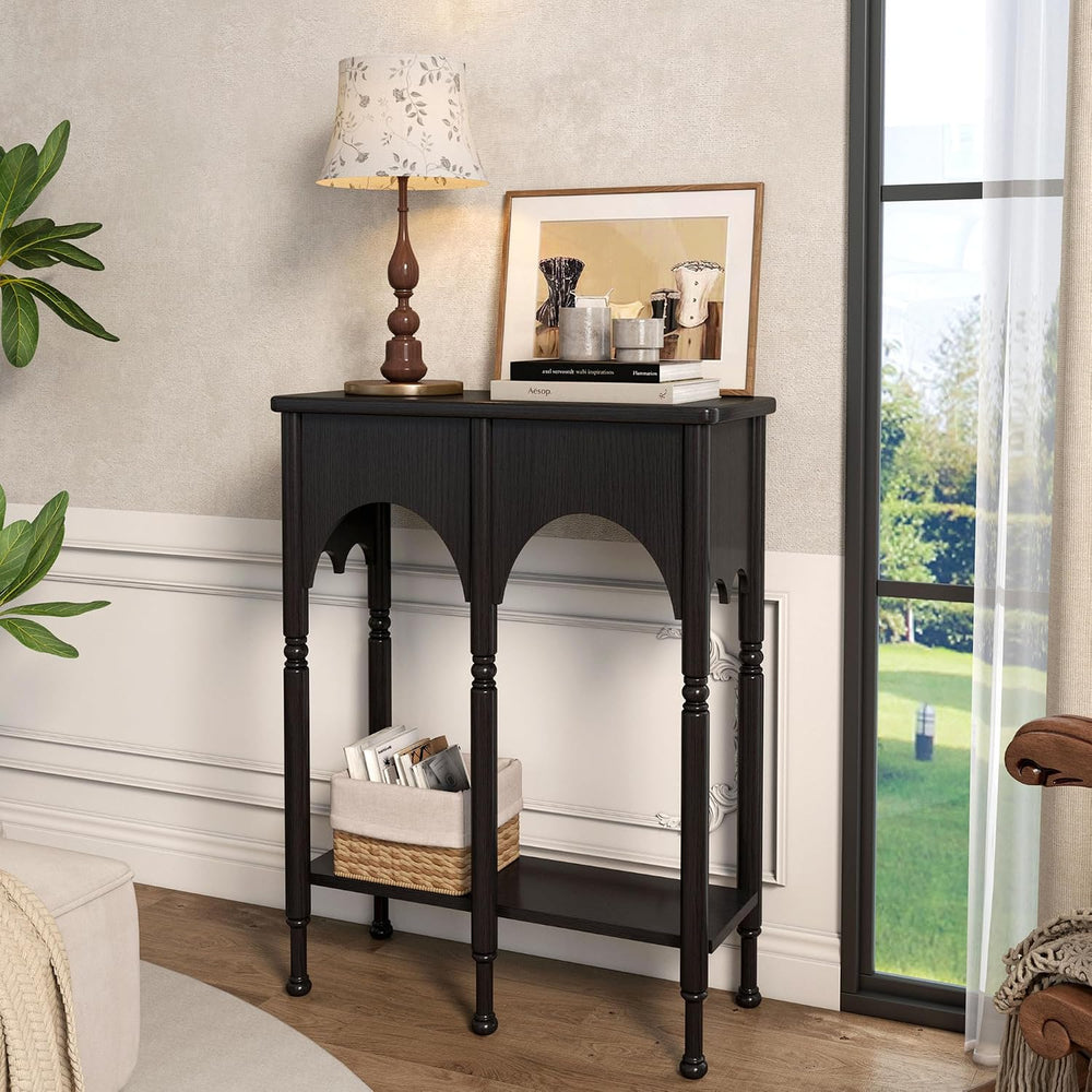 Console Table with Storage Shelf, 28" Small Narrow Entryway Table | Vint...