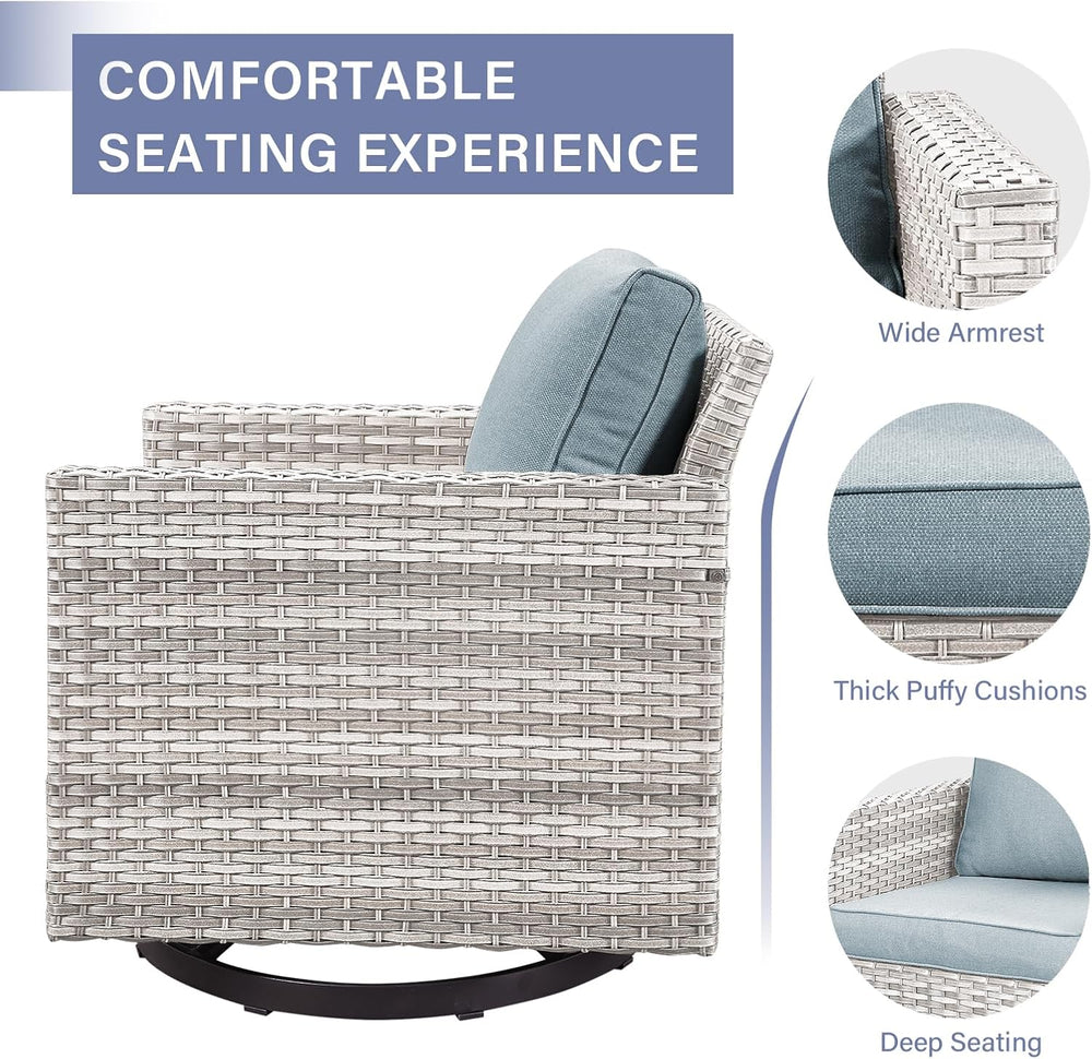 Outdoor Patio Swivel Rocker Chairs - 3 Piece Wicker Patio Furniture Bistro Sw...