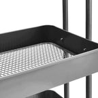Amazon Basics 3-Tier Rolling Utility or Kitchen Cart, Lockable Wheels, Multifunctional Storage, Mobile Shelving Unit, Metal Storage Organizer, Charcoal