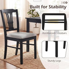Giantex Wooden Dining Chairs Set of 4, Upholstered Kitchen Chairs with Solid Rubber Wood Frame, Hollowed Backrest & Soft Padded Seat, Armless Dining Chairs for Kitchen, Dining Room, Black & Gray