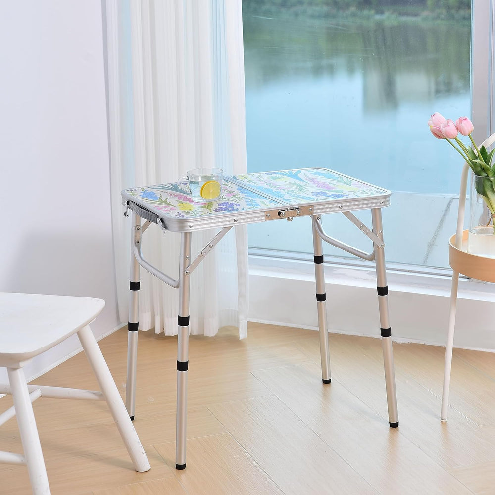 Yriuat Folding Camping Table 2ft Portable Picnic Table, Blooming Floral | Adj...