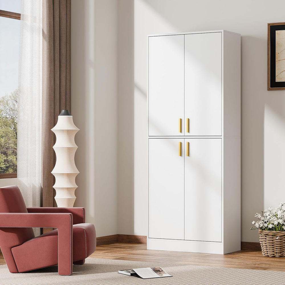 Cozy Castle Kitchen Pantry Cabinet, 71" Tall Wood Storage Cabinet with D...