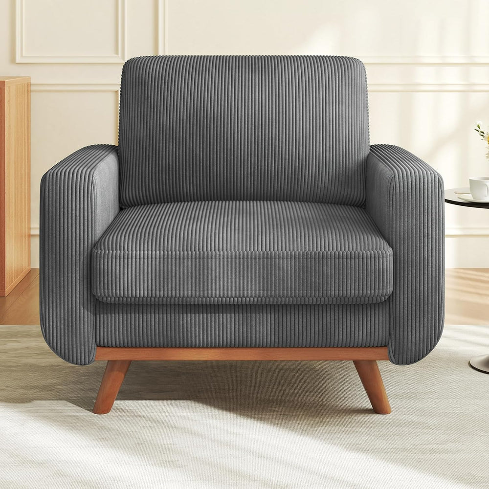Vesgantti 38.5" Accent Chair Dark Gray, Comfy Corduroy Single Sofa Seat ...