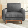 Vesgantti 38.5" Accent Chair Dark Gray, Comfy Corduroy Single Sofa Seat with Spring Cushion, Upholstered Armchair with Deep Seat, Reading Chair for Adults, Modern Sofa for Living Room, Bedroom