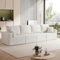 Homall Sectional Couches for Living Room, Modern Boneless Couch with Deep Seat, Upholstered Cloud Sofa, No Assembly Required (Beige, Four-Seater Sofa)