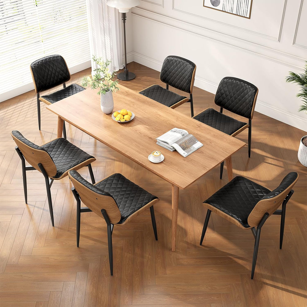 REONEY Dining Chairs Set of 4, Mid-Century Modern Upholstered PU Leather Chai...