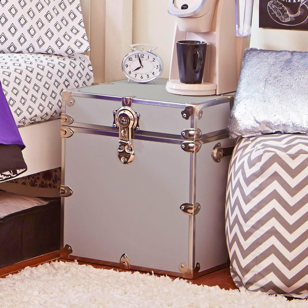 Rhino Classic Cube Trunk, College Dorm Footlocker & Home Storage End Table | 18"L x 18"W x 20"H, 1500+ lb Capacity, Baltic Birch Plywood, Nickel Plated Steel, Durable, Office Storage, Dorm Room