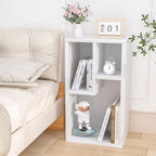 VECELO 3-Cube Bookcase, 2-Tier Customized Storage Display Shelf, Bookshelf with Height Difference Fits Tallest Hardcovers, Horizontal Available, Free Standing for Home Office, Pearl White