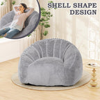 Giant Bean Bag Chair, Oversized BeanBag Couch for Adults, Large Bean Bag Sofa Chair with Filler, Shell-Shaped Floor Chair Soft & Cozy Couch with Back Support for Bedroom Living Room Dorm Apartment