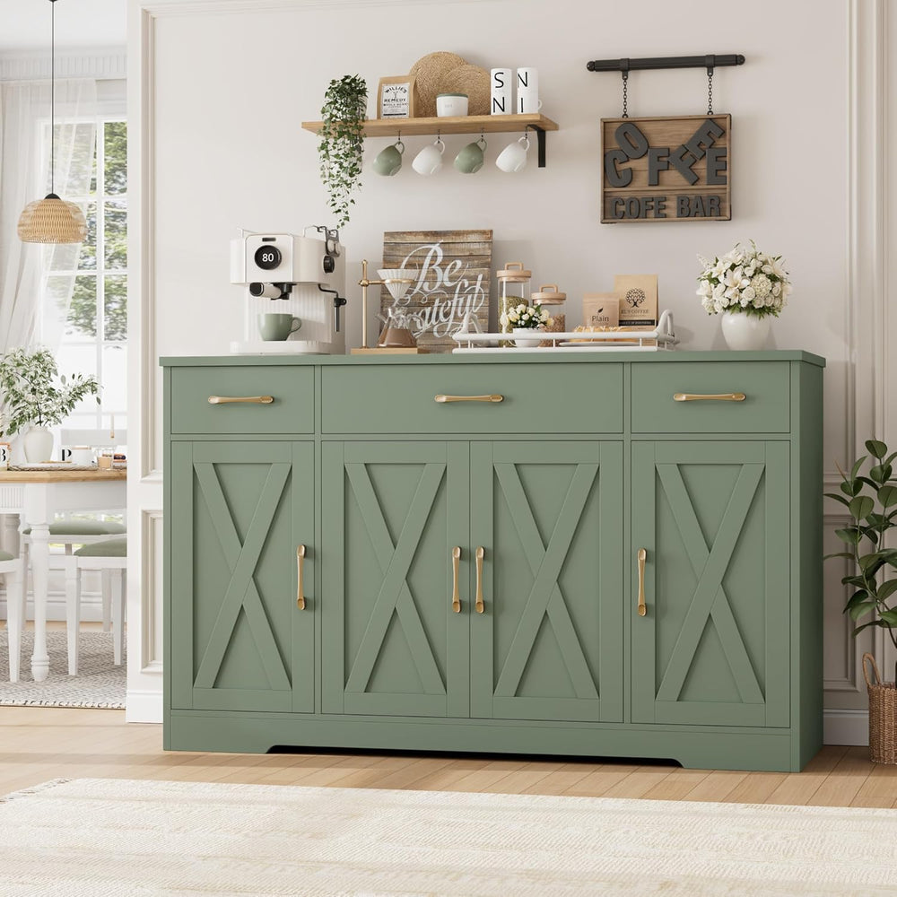 HOSTACK Buffet Sideboard Cabinet with Drawers, 55" Large Buffet Storage ...