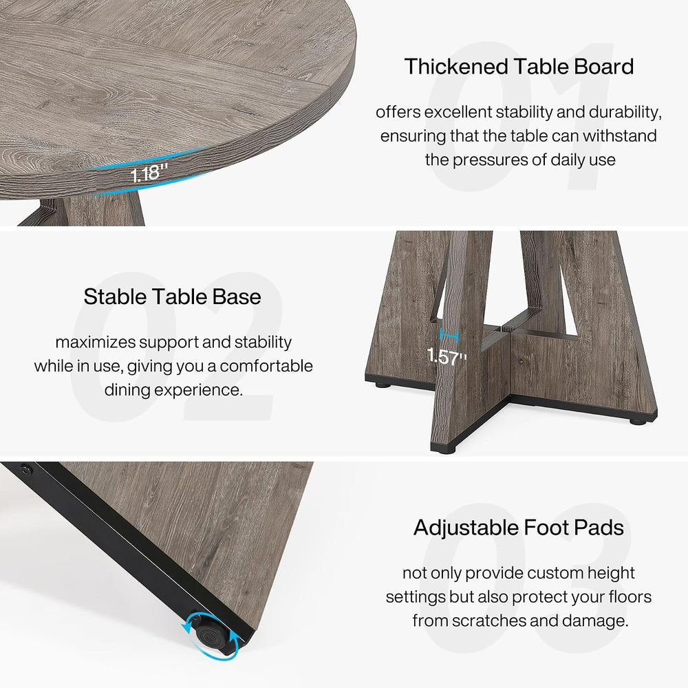 Tribesigns 47 inch Round Dining Table Wood Kitchen Table for Dining Room, 47&...