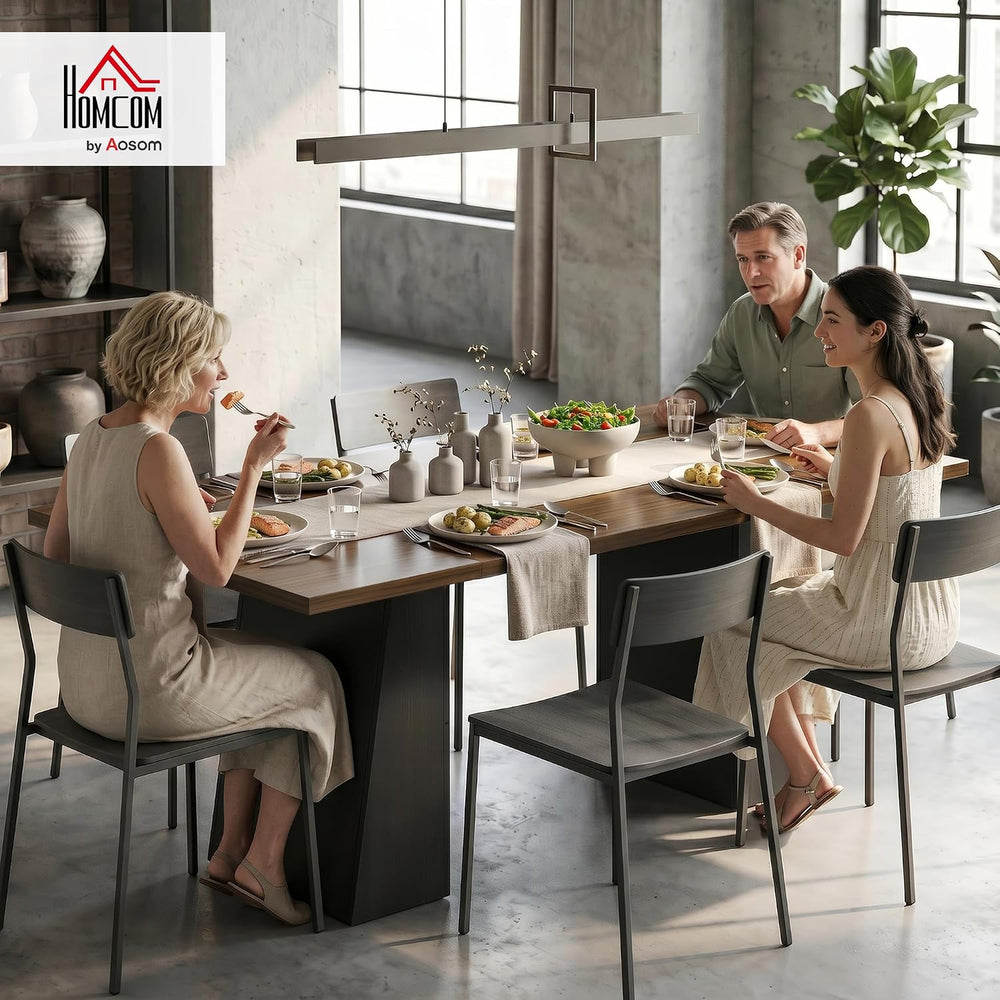 HOMCOM Modern Dining Table for 6, 63" Rectangle Kitchen Table with Trape...