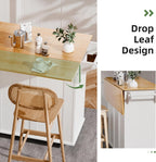 Kitchen Island with Storage, Rolling Kitchen Island Cart with Drop Leaf, Storage Drawers, Spice Rack, and Towel Rack for Kitchen and Dining Room, White