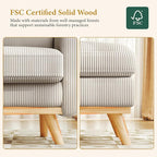 Vesgantti 38.5" Accent Chair with Movable Ottoman, Comfy Corduroy Armchair with Spring Cushion, Reading Chair with Ottoman, Modern Single Sofa for Living Room, Bedroom and Apartment, Light Gray