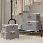 OUTBROS Fabric Storage Bins with Lid, Wardrobe Organiser with Handle and Zipper, Used for storing clothes, blankets, pillows, Foldable Bags, 15 x 10.2 x 5.9 inch, 2-Pack