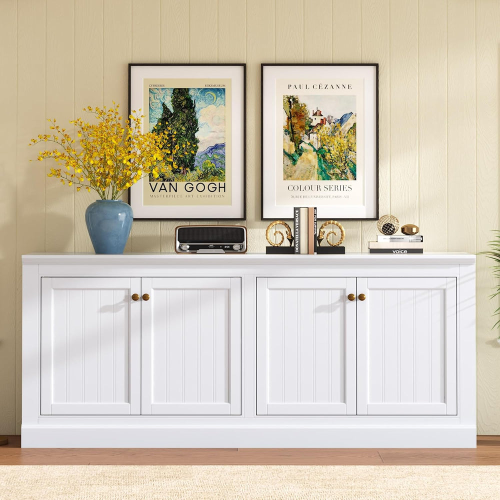 AMERLIFE 72" Farmhouse Sideboard Buffet Cabinet with Barn Doors
