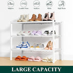 Smiry Shoe Rack, 3 Tier Thick Bamboo Shoe Organizer, Stackable Free Standing Wooden Shoe Storage Shelf for Closet, Entryway, Front Door Entrance, White
