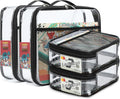 4 Pack Clear PVC Waterproof Toy Storage Bags with Name Tag Pockets - Zippered Organizer for 2x4 Building Blocks, Puzzles, Travel Toiletries, Kids Room Organization (Black, S & M)