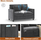 XVD 51 Inch Convertible Sofa Bed Sleeper with Storage Pockets & 2 Pillows - 2-in-1 Folding Loveseat for Small Spaces, Modern Corduroy Loveseat for Apartment, Living Room, Guest Room, Grey