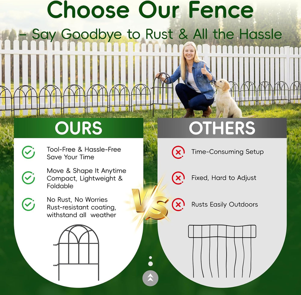 Garden Fence Panels - 30.33ft x 17in (H) Garden Fence Animal Barrier Metal Fe...