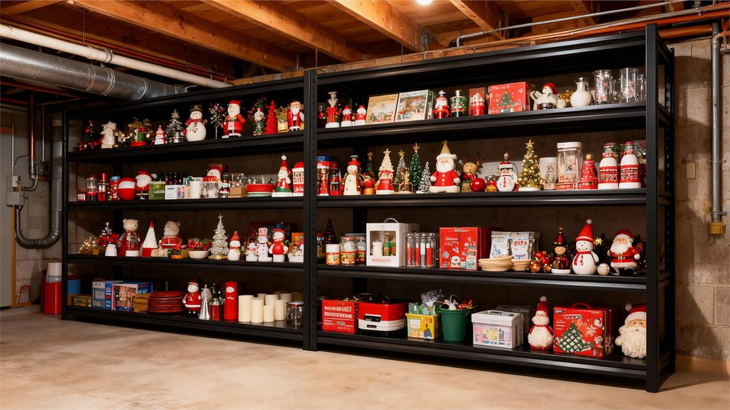 72''H Shelving Unit, 3020 Lbs Heavy-Duty Garage Storage Shelves, 5-Tier Adjustable Reinforced Shelves for Laundry Rooms, Basements, Kitchens&Outdoor（48''W*24''D*72''H）