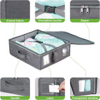 KEEGH Bed Sheet Organizers and Storage, 4 Pack Linen Closet Organizer for Bedding, Sheets Set Folder Organizer with Window& Zipper, Bed Sheet Storage Organizer for Bedsheets, Duvet Cover - Grey