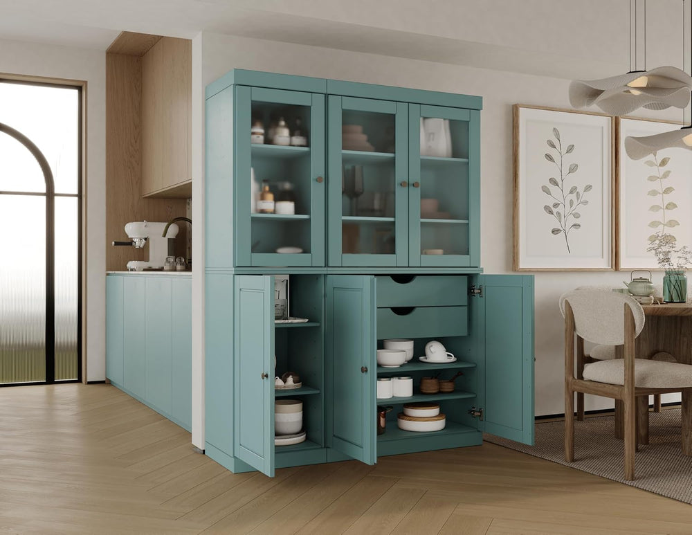 Palace Imports 100% Solid Wood 48.5"" Pantry China Cabinet with Rai...