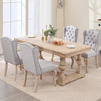 Upholstered Dining Chairs Set of 4 for Kitchen and Dining Room Farmhouse Fabric Tufted Accent Chairs for Living Room and Bedroom with Wooden Legs, Grey