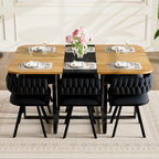dining room table set for 6, 7-Piece Modern Kitchen & Living Room Set, 59" Space-Saving Two-Tone Wood Grain Rectangular Table with 6 PU Leather Chairs, Metal Frame for Apartment & Small Spaces