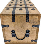 Handmade Pirate Treasure Chest - Wooden Storage Box with Iron Lock & Skeleton Key - Rustic Decorative Jewelry, Toy, Geocache, or Keepsake Chest (Large 12.25 x 6.25 x 6)