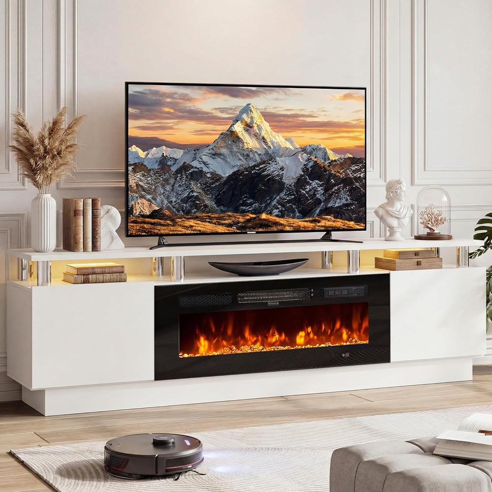 70" Fireplace TV Stand for TVs UP to 80", Electric Fireplace Entert...