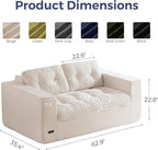 MAXYOYO 63" Loveseat Sofa Couch for Small Spaces, Upholstered Boneless Cloud Couch for Apartment Bedroom, 2-Seater Love Seat Floor Modern Sofa with Pillows, No Assembly Required, Beige