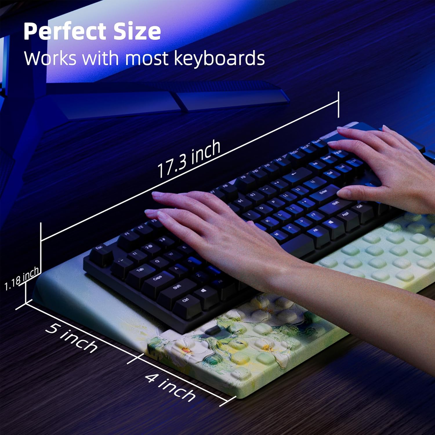 Ospelelf Keyboard Wrist Rest Pad, Comfy Ergonomic Keyboard Stand Holder, Office Desk Accessories, Work from Home Essentials, Anemone Pattern