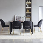 NORDICANA Modern Dining Chair Set of 4, Black Velvet Fabric Upholstered Accent Chairs with Golden Metal Legs, Round Back Side Chairs for Kitchen Living Room Bedroom