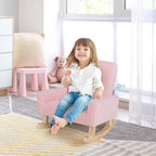 HONEY JOY Toddler Rocking Chair, Kids Rocker with Solid Wood Legs & Linen Fabric, Anti-Tipping Design, Toddler Couch for Kids Room, Playroom, Nursery, Bedroom (Pink)