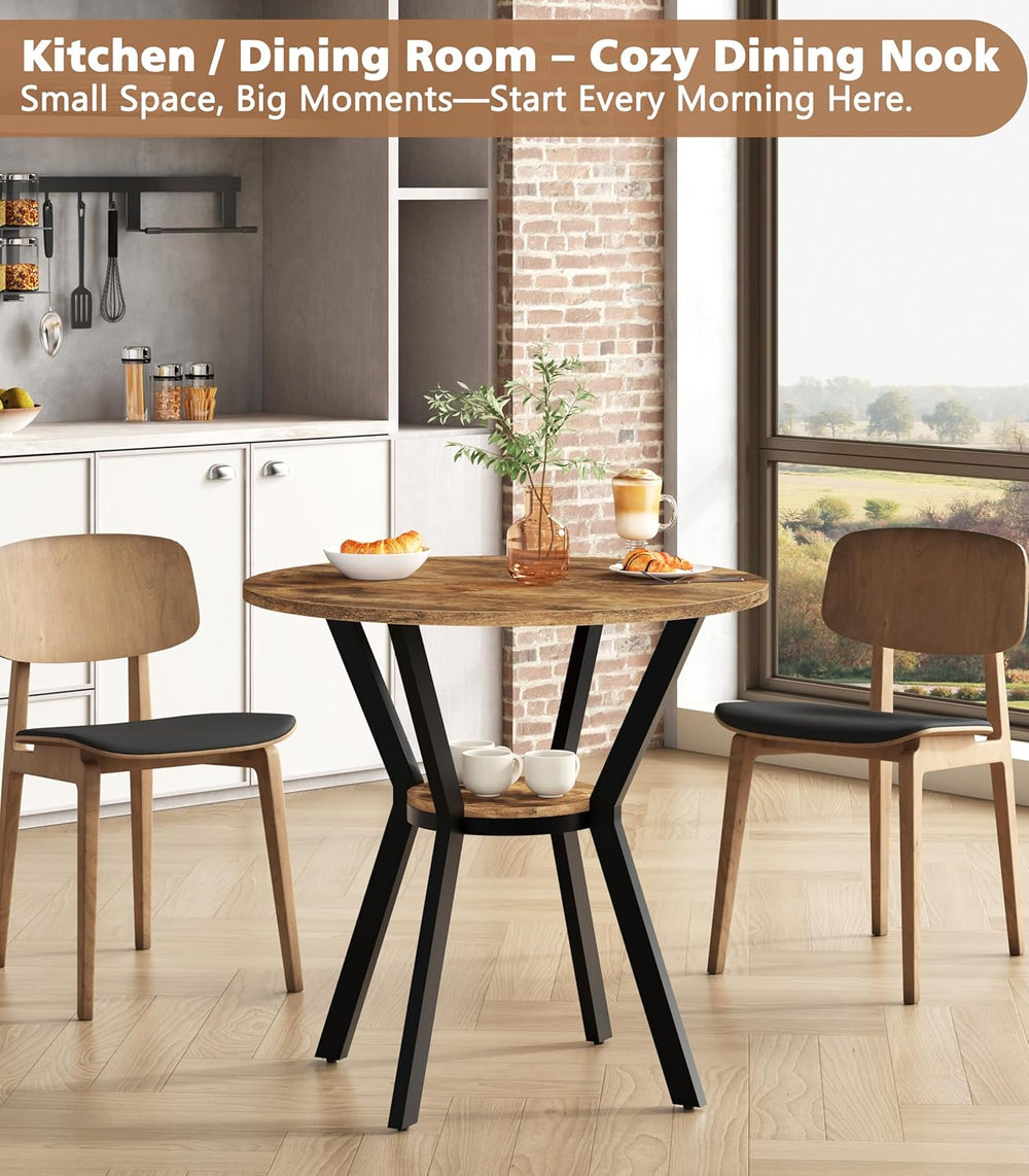 MECHYIN 31.5" Round Kitchen Table for 2-4, Small Round Dining Table with...