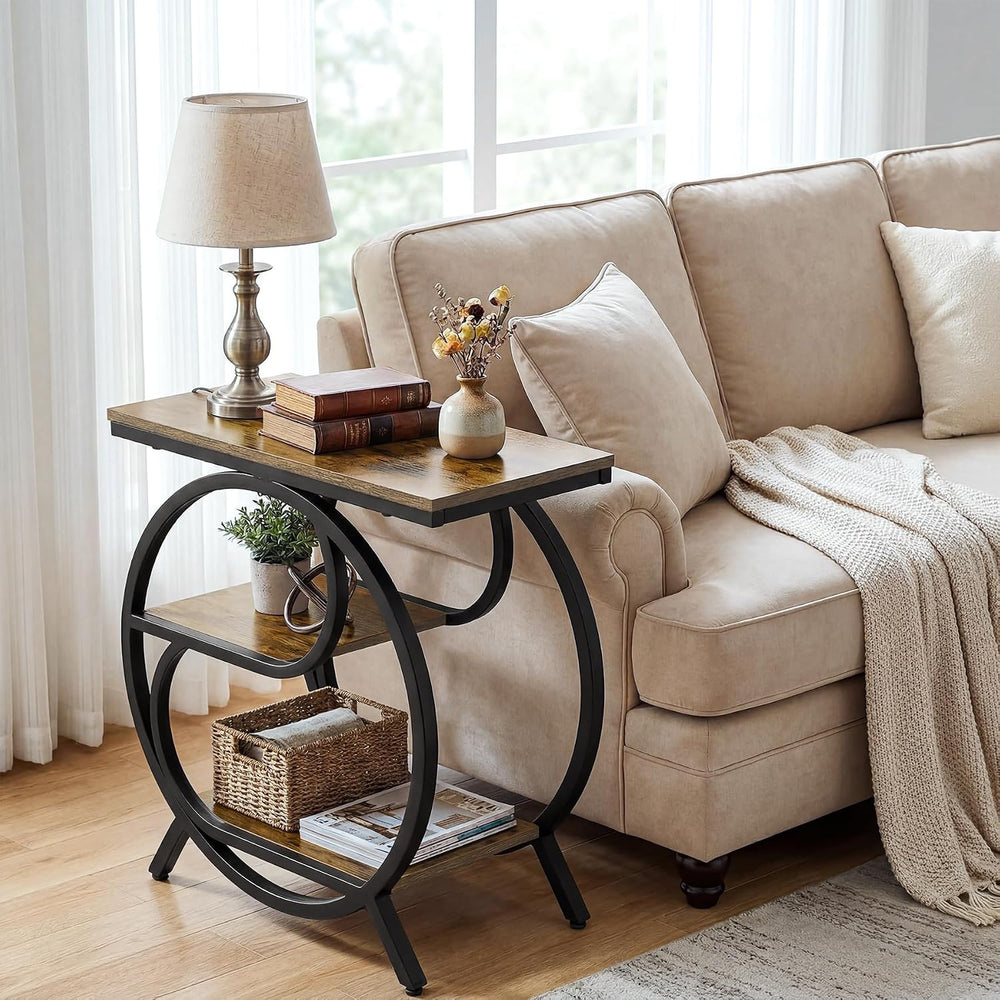 Tribesigns 3-Tier End Table, Industrial Side Table for Living Room, Small Rec...