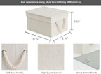 StorageWorks Storage Bins with Lids, Decorative Storage Boxes with Lid and Soft Rope Handles, Foldable Storage Baskets for Closet, Shelves, Stackable, 3-Pack, Ivory and White, Medium